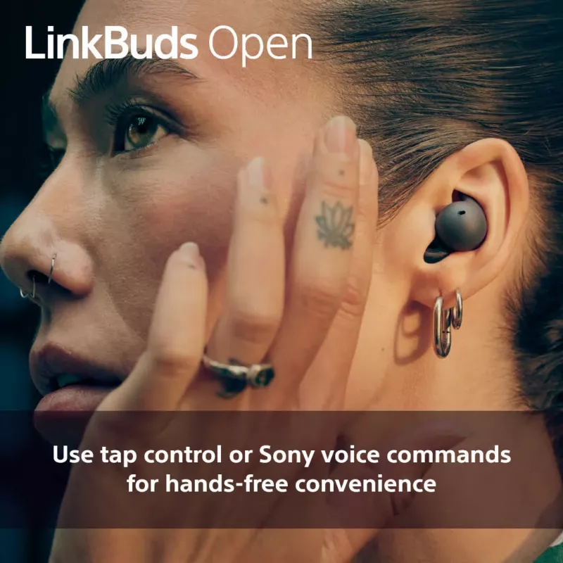 Ausinės Sony LinkBuds Open WFL910B belaidės Bluetooth į ausis, 20–20 000 Hz, 10 m, 63 g, juodos