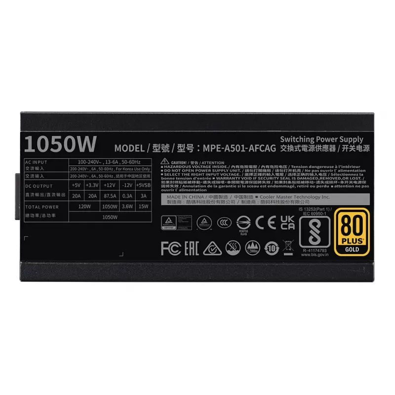 COOLER MASTER MWE Gold 1050 V2 ATX 3.1 maitinimo blokas 1050 W, juodas