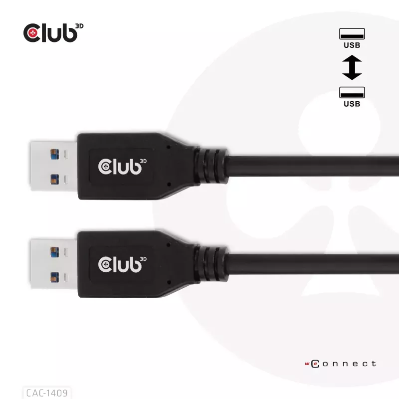 CLUB3D USB Type-A Gen2 (10G) laidas, 3A M/M 0,5 m / 1,64 pėdos