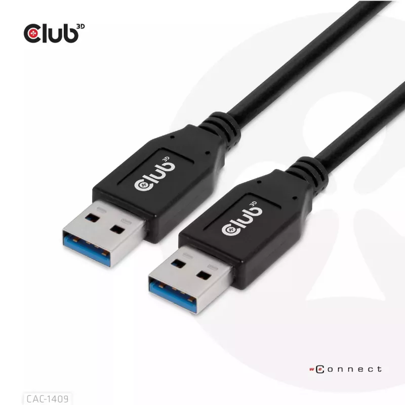 CLUB3D USB Type-A Gen2 (10G) laidas, 3A M/M 0,5 m / 1,64 pėdos