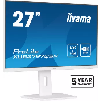 iiyama ProLite XUB2797QSN-W2 27 colių QHD IPS monitorius, USB-C stotelė, baltas