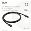 USB Type-C laidas CLUB3D CAC-1570 1,2 m — 80 Gbps, 240 W, palaiko 8K @ 240 Hz, juodas