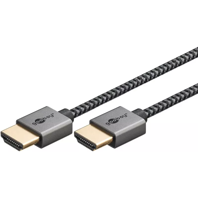 Goobay HDMI laidas 2 m, A tipo kištukas – A tipo kištukas, 18 Gbit/s, pilkas