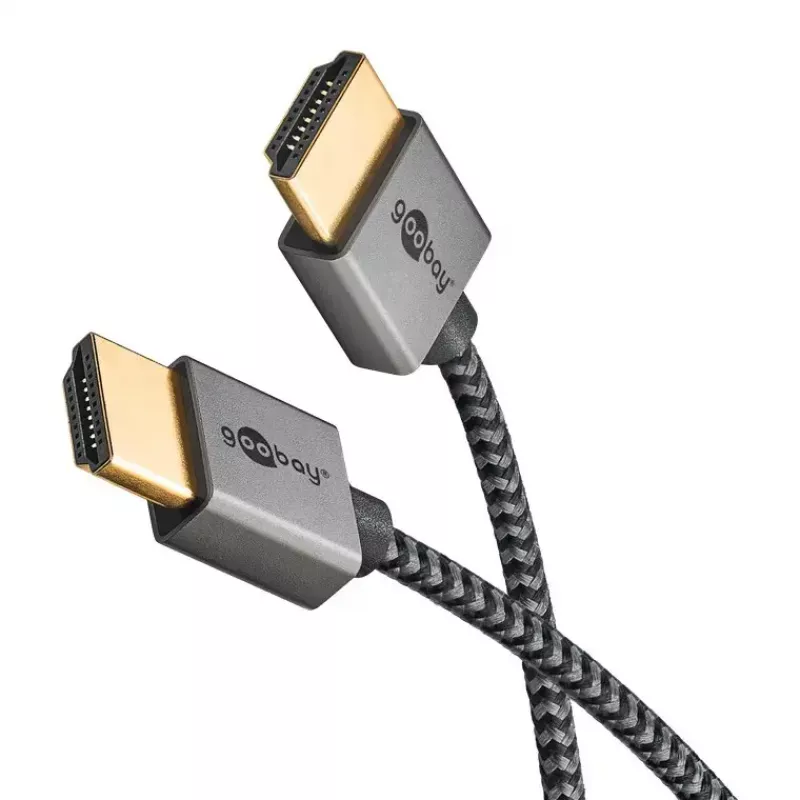 Goobay HDMI laidas 2 m, A tipo kištukas – A tipo kištukas, 18 Gbit/s, pilkas