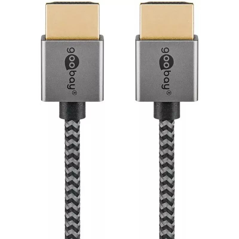 Goobay HDMI laidas 2 m, A tipo kištukas – A tipo kištukas, 18 Gbit/s, pilkas