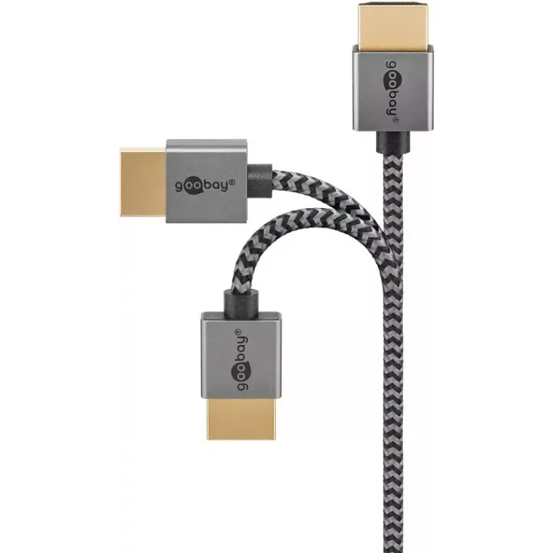 Goobay HDMI laidas 2 m, A tipo kištukas – A tipo kištukas, 18 Gbit/s, pilkas
