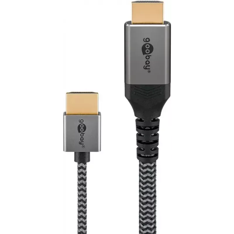 Goobay HDMI laidas 2 m, A tipo kištukas – A tipo kištukas, 18 Gbit/s, pilkas