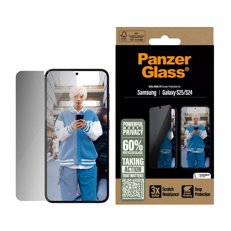 PanzerGlass® Privatumo ekrano apsauga Samsung Galaxy S25 | S24 | Ultra-Wide Fit