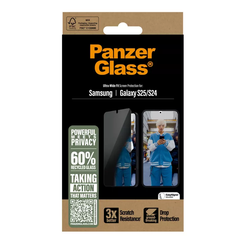 PanzerGlass® Privatumo ekrano apsauga Samsung Galaxy S25 | S24 | Ultra-Wide Fit