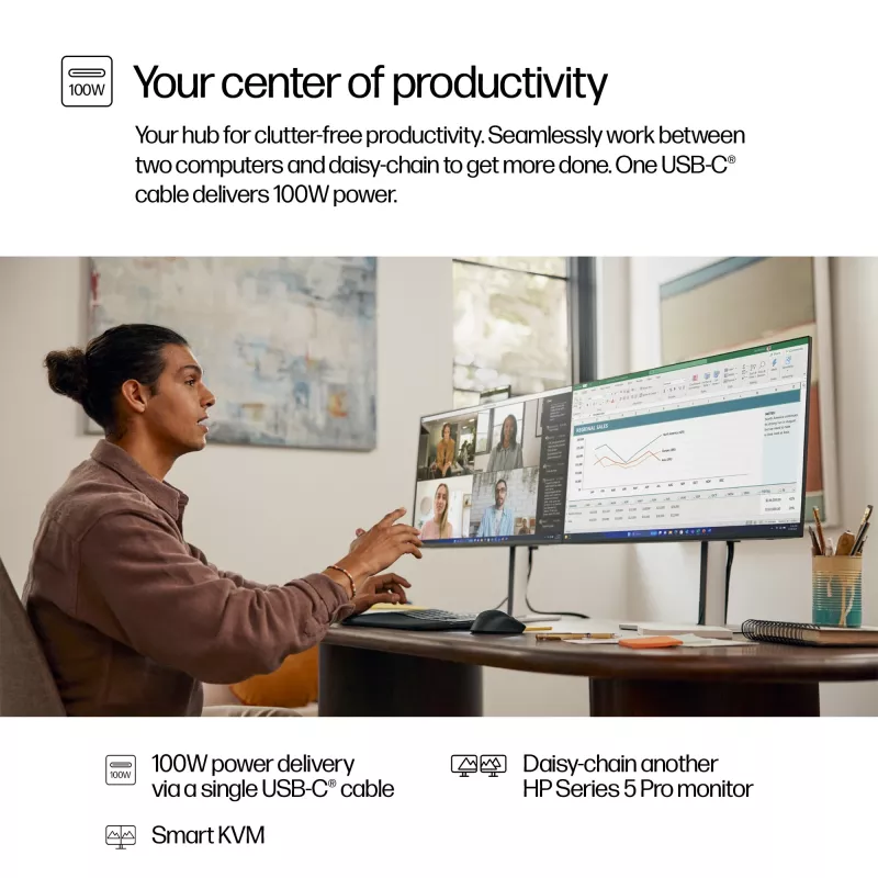 HP Series 5 Pro 27 colių QHD USB-C konferencinis monitorius - 527pm