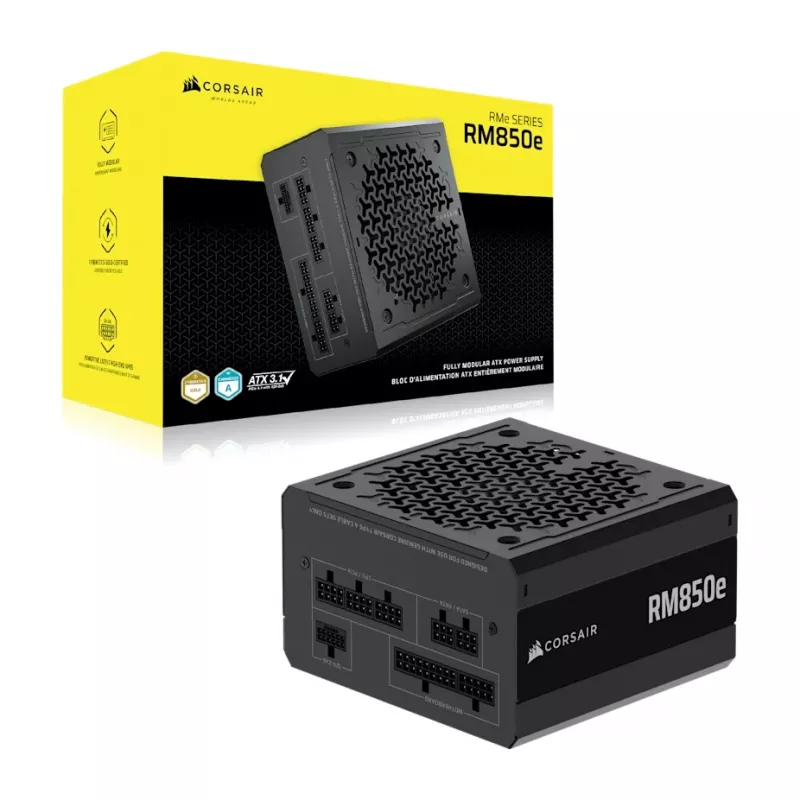CORSAIR RM850e 850 W maitinimo blokas, pilnai modulinis, ATX 3.1, juodas