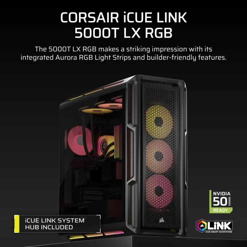 Korpusas CORSAIR iCUE LINK 5000T LX RGB Mid-Tower