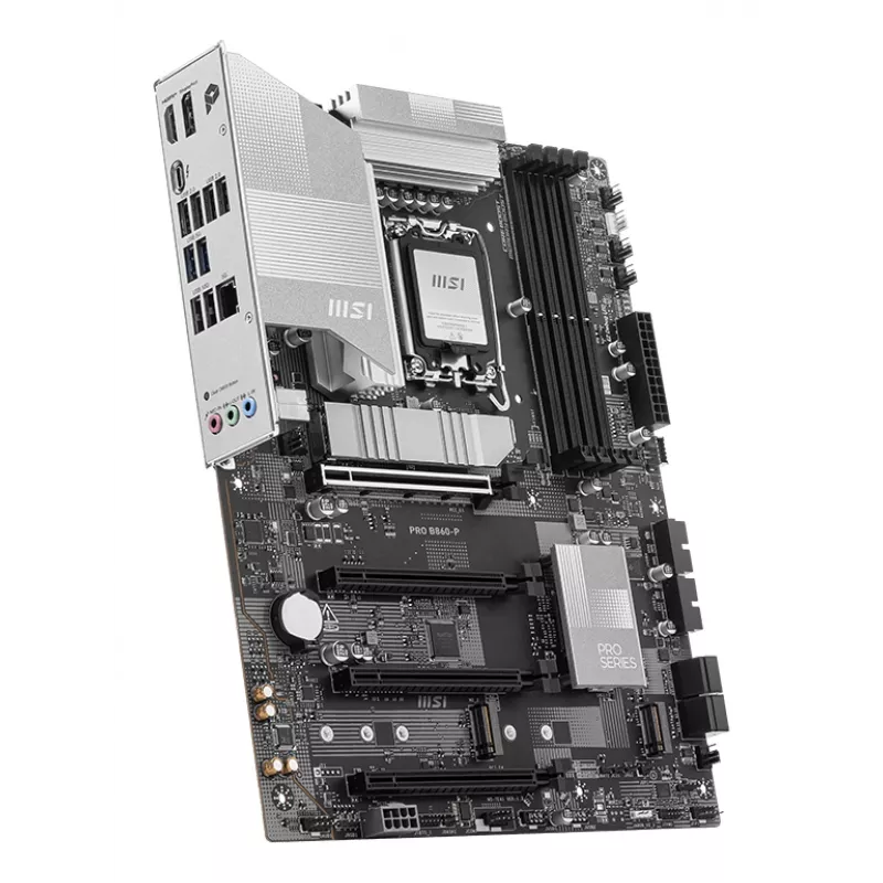 Motininė plokštė MSI PRO B860-P — Intel B860, LGA 1851, ATX, DDR5, 4 DIMM, 3×M.2, 5Gb LAN, HDMI 2.1