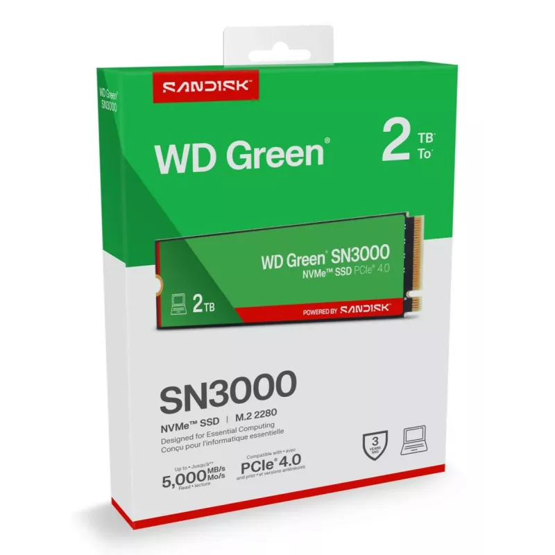 WESTERN DIGITAL SSD - WD Green SN3000 NVMe - 500 GB - PCIe Gen4 x4 - M.2 2280