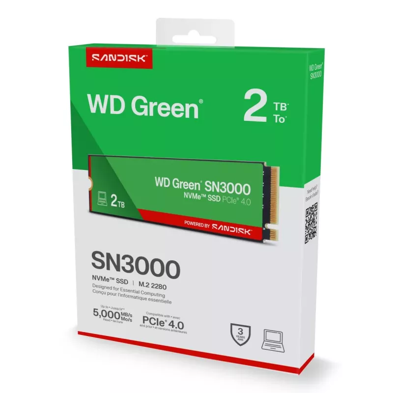 WESTERN DIGITAL SSD - WD Green SN3000 NVMe - 500 GB - PCIe Gen4 x4 - M.2 2280