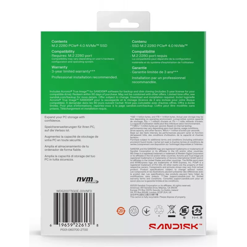 WESTERN DIGITAL SSD - WD Green SN3000 NVMe - 500 GB - PCIe Gen4 x4 - M.2 2280