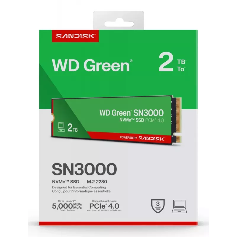WESTERN DIGITAL SSD - WD Green SN3000 NVMe - 500 GB - PCIe Gen4 x4 - M.2 2280