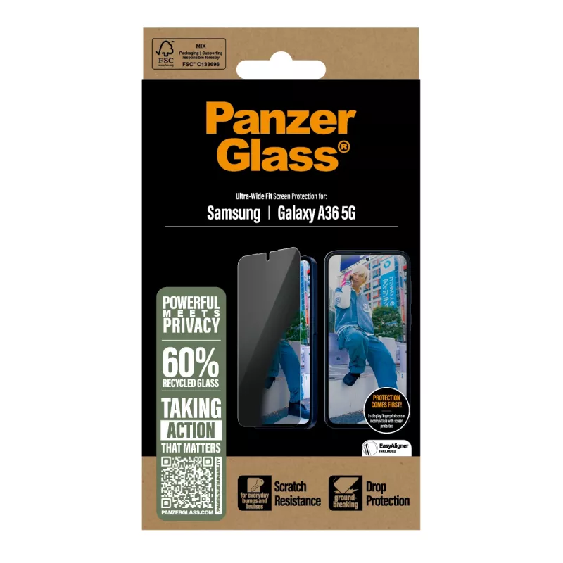 PanzerGlass® Privatumo apsauginė plėvelė Samsung Galaxy A36 5G | Ultra-Wide Fit
