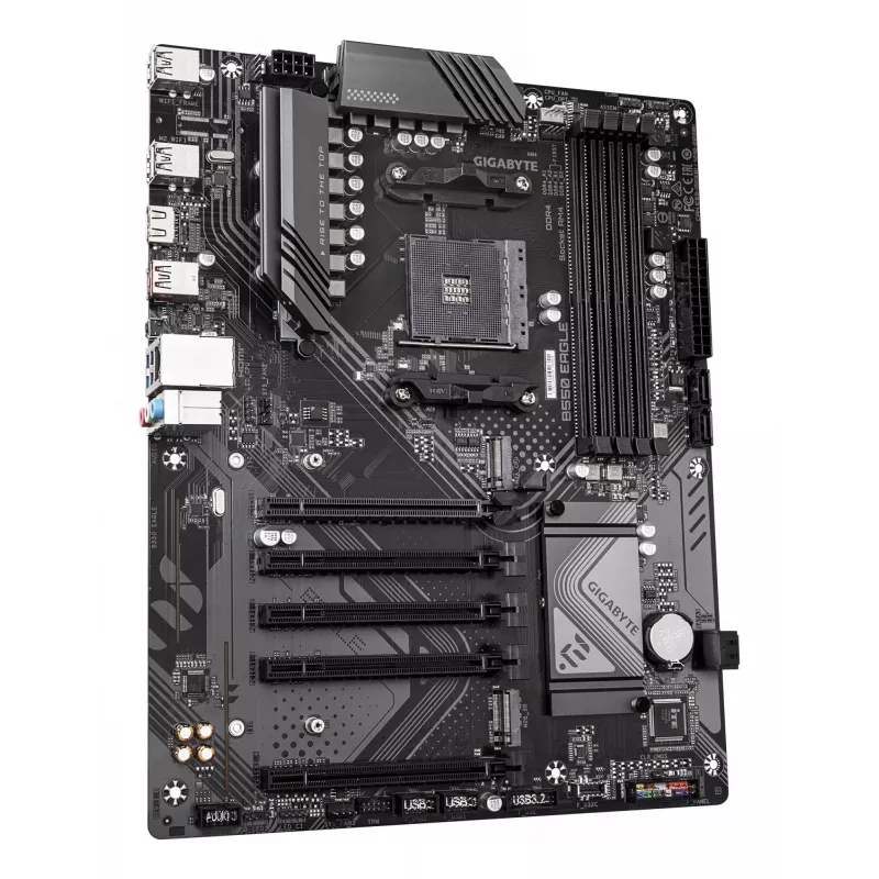 Motininė plokštė GIGABYTE B550 EAGLE – AMD Ryzen 5000 serijos, 10+3+1 VRM fazės, DDR4 iki 3200MHz, 1xPCIe 4.0 + 1xPCIe 3.0 M.2, 1GbE LAN, USB 3.2 Gen 2