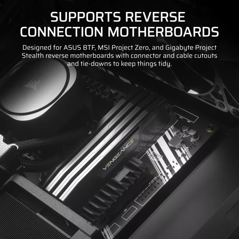 PC korpusas CORSAIR FRAME 4000D RS Midi Tower — juodas, EATX, grūdintas stiklas, USB-C, 3×120 mm priekiniai ventiliatoriai