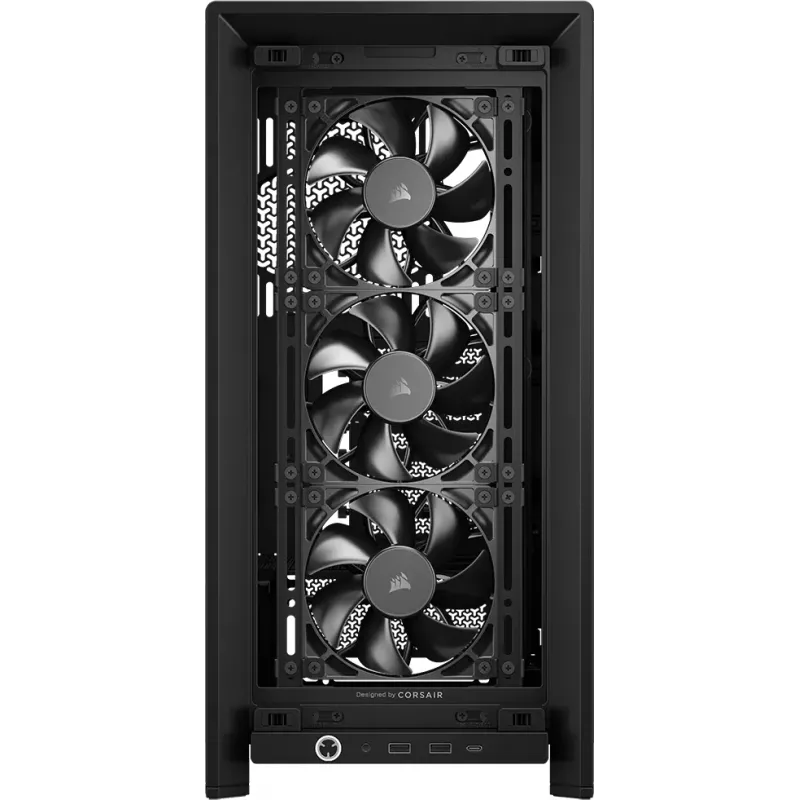 PC korpusas CORSAIR FRAME 4000D RS Midi Tower — juodas, EATX, grūdintas stiklas, USB-C, 3×120 mm priekiniai ventiliatoriai