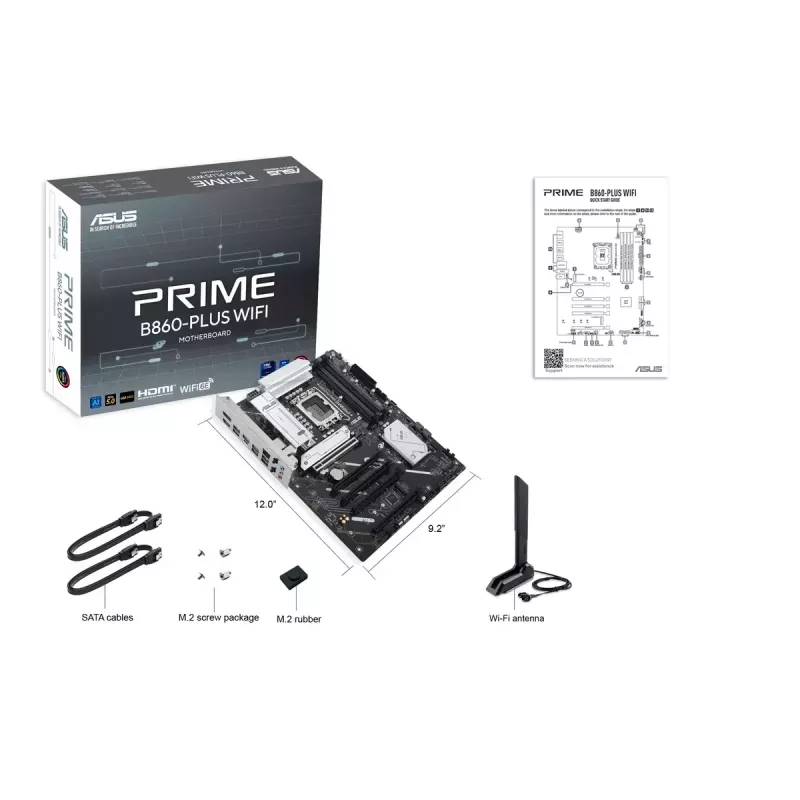 Motininė plokštė ASUS PRIME B860-PLUS WIFI — Intel B860, LGA 1851, ATX, DDR5, 4 DIMM, Wi‑Fi 6E, 2.5Gb LAN, Bluetooth 5.3