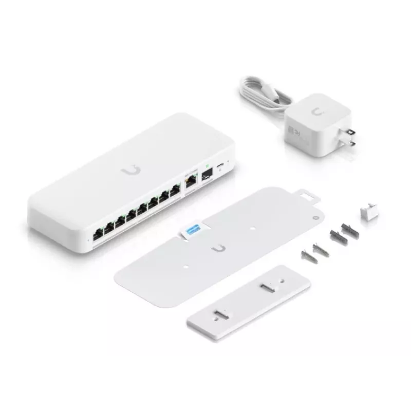 Valdomas jungiklis UBIQUITI UniFi Flex 2.5G USW-FLEX-2.5G-8 — 8× 2.5G RJ‑45, 1× 10G SFP+, L2, 60 Gbps