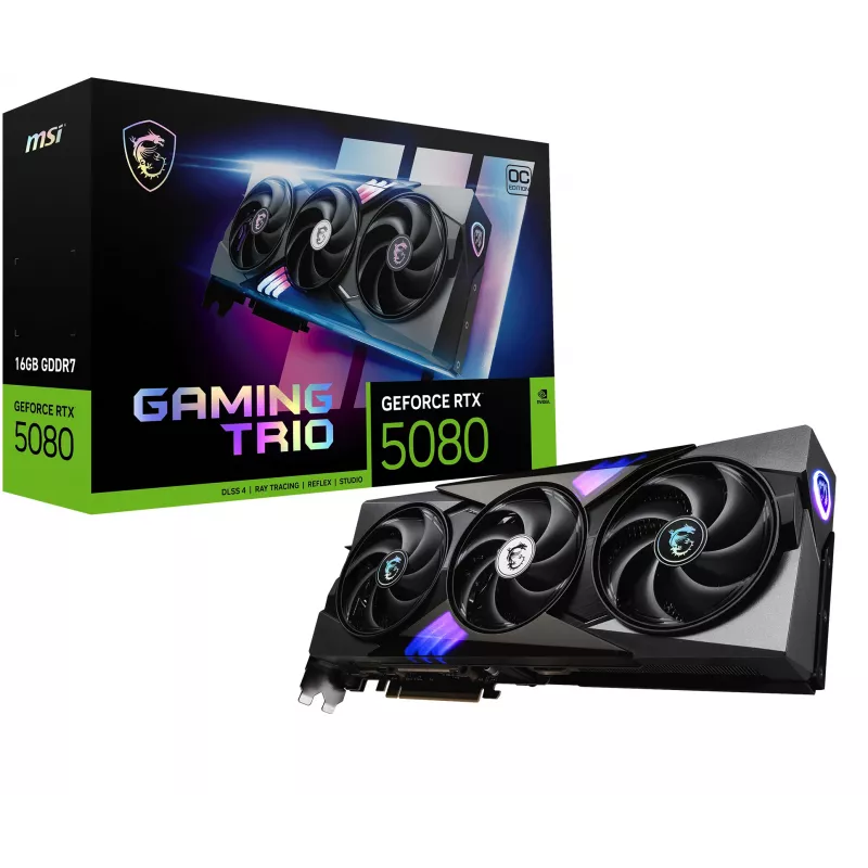 MSI GAMING GEFORCE RTX 5080 16G TRIO OC vaizdo plokštė NVIDIA 16 GB GDDR7