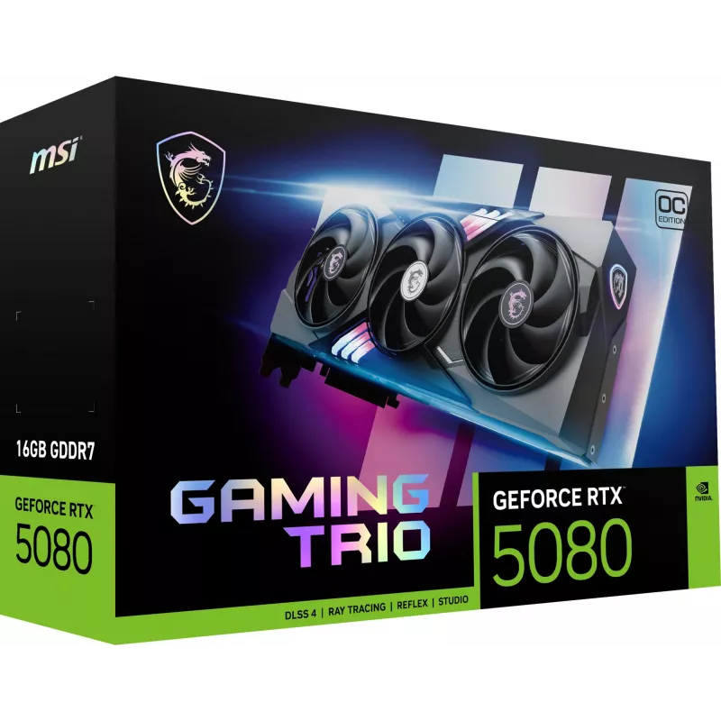 MSI GAMING GEFORCE RTX 5080 16G TRIO OC vaizdo plokštė NVIDIA 16 GB GDDR7