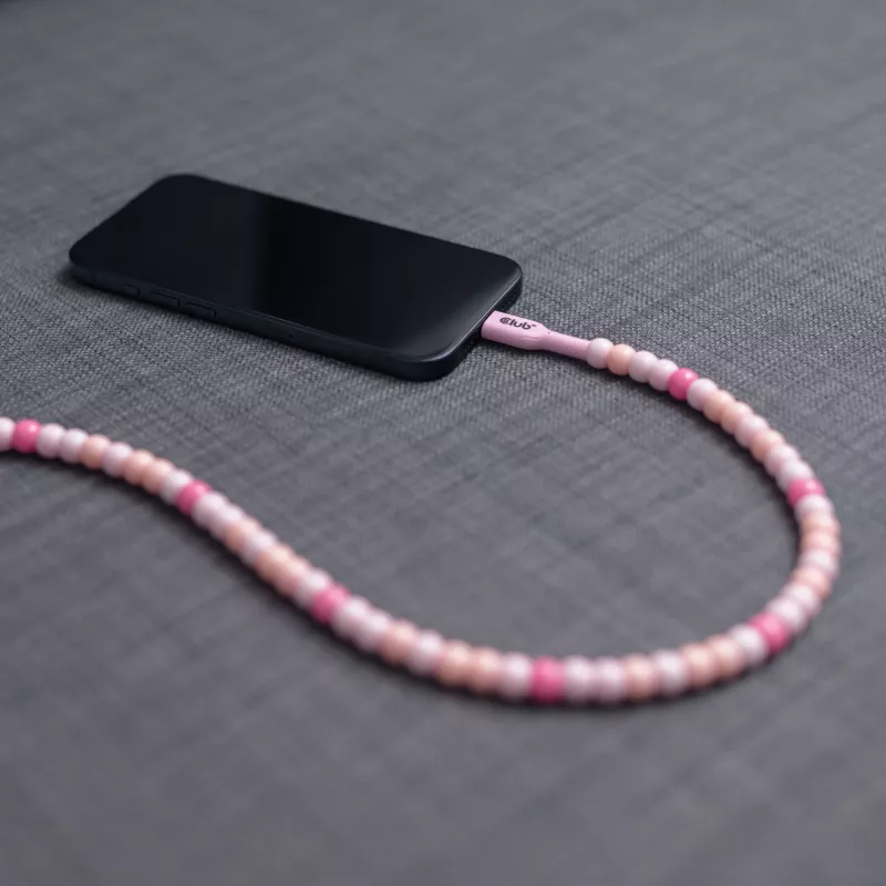 CLUB3D USB-C® karoliukų laidas rožinis, 2 m, USB C, USB C, 0.48 Gbit/s, rožinė