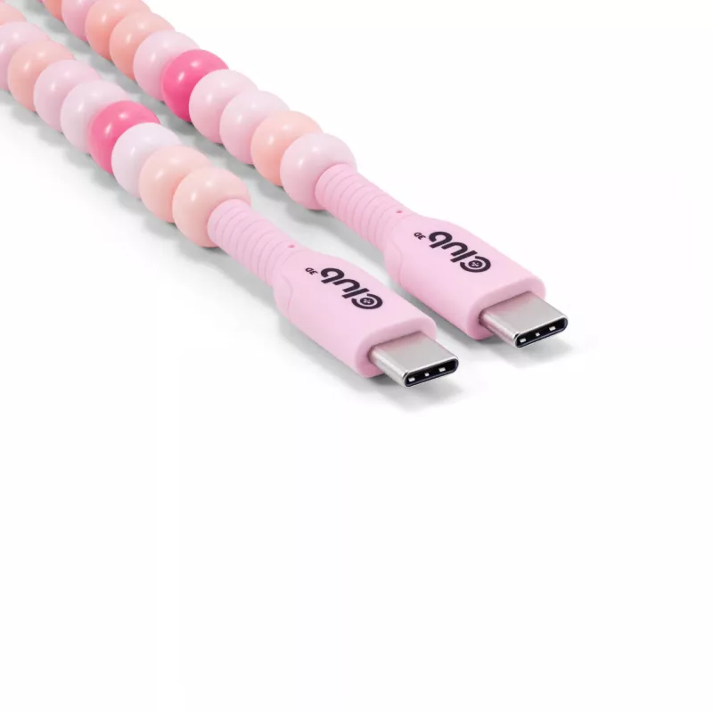 CLUB3D USB-C® karoliukų laidas rožinis, 2 m, USB C, USB C, 0.48 Gbit/s, rožinė