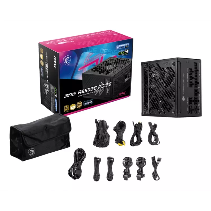 Maitinimo blokas MSI MPG A850GS PCIE5 850 W 24-pin ATX ATX Juodas