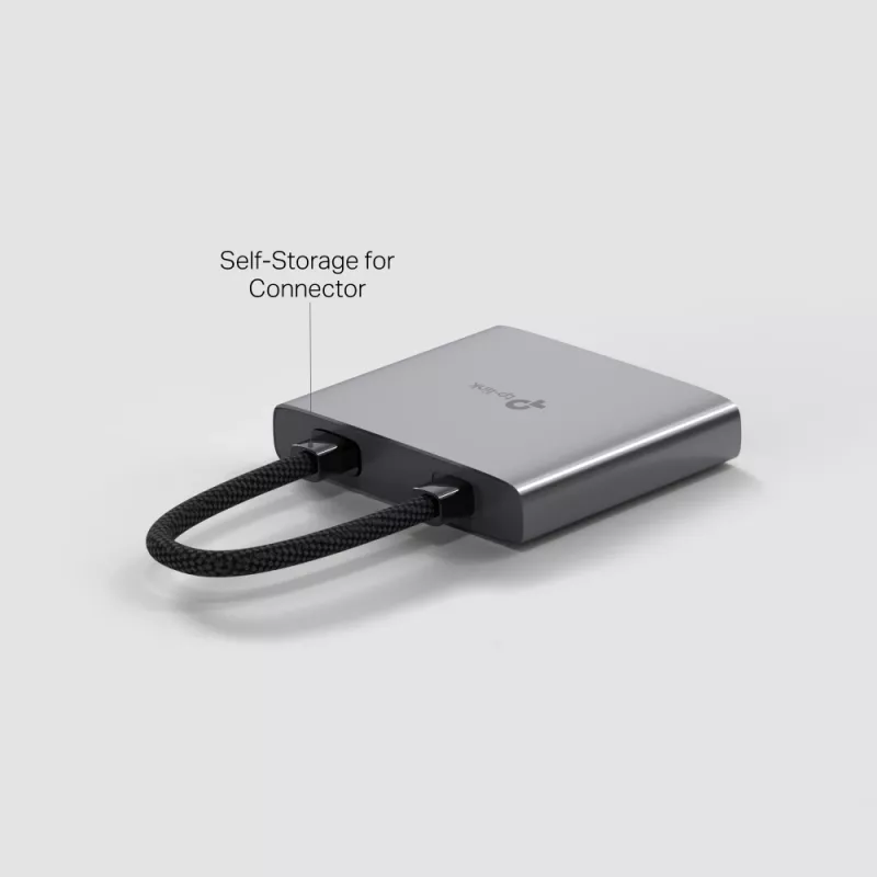 USB Type-C šakotuvas TP-Link UH3020C — 3 prievadai (HDMI, USB-A, USB-C), 5 Gbit/s, HDMI 4K@60Hz, PD iki 100W, aliuminis, 0,18 m laidas
