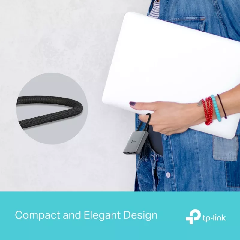 USB Type-C šakotuvas TP-Link UH3020C — 3 prievadai (HDMI, USB-A, USB-C), 5 Gbit/s, HDMI 4K@60Hz, PD iki 100W, aliuminis, 0,18 m laidas