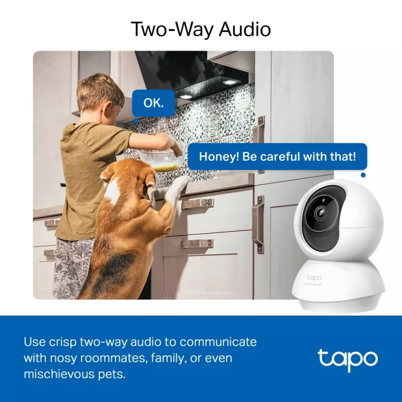 TP-Link Tapo Pan/Tilt AI namų apsaugos „Wi-Fi“ kamera, 3K 5MP, 2.4 GHz, horizontali 360°