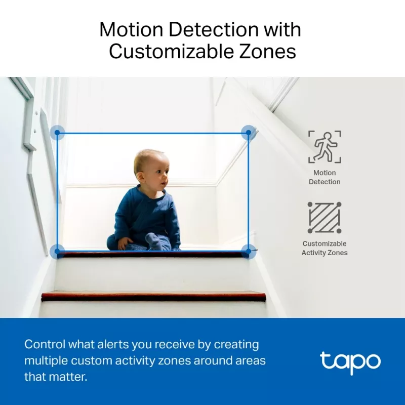 TP-Link Tapo Pan/Tilt AI namų apsaugos „Wi-Fi“ kamera, 3K 5MP, 2.4 GHz, horizontali 360°