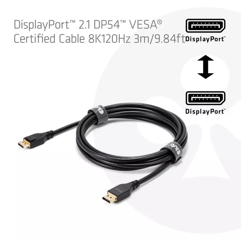 CLUB3D DisplayPort™ 2.1 DP54™ VESA® sertifikuotas laidas 8K120Hz 3m/ 9.84ft