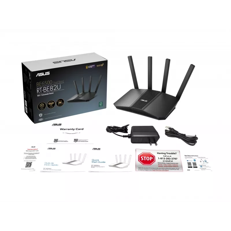ASUS RT-BE82U BE6500 belaidis maršrutizatorius 2.5 Gigabit Ethernet dviejų juostų (2,4 GHz / 5 GHz) Juodas