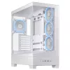 PC korpusas ASUS A31 Plus TG ARGB WHITE Midi Tower — ATX, grūdintas stiklas, ARGB, 3x120mm + 1x120mm ventiliatoriai, 38 cm vaizdo plokštė, 165 mm CPU aušintuvas