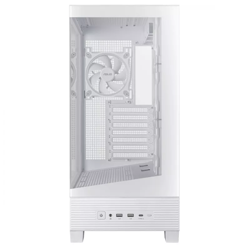 PC korpusas ASUS A31 Plus TG ARGB WHITE Midi Tower — ATX, grūdintas stiklas, ARGB, 3x120mm + 1x120mm ventiliatoriai, 38 cm vaizdo plokštė, 165 mm CPU aušintuvas