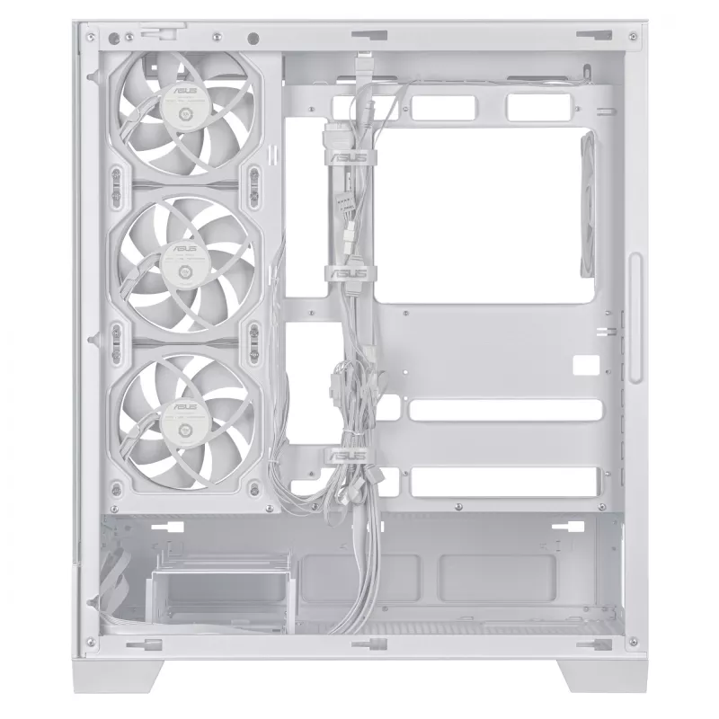 PC korpusas ASUS A31 Plus TG ARGB WHITE Midi Tower — ATX, grūdintas stiklas, ARGB, 3x120mm + 1x120mm ventiliatoriai, 38 cm vaizdo plokštė, 165 mm CPU aušintuvas