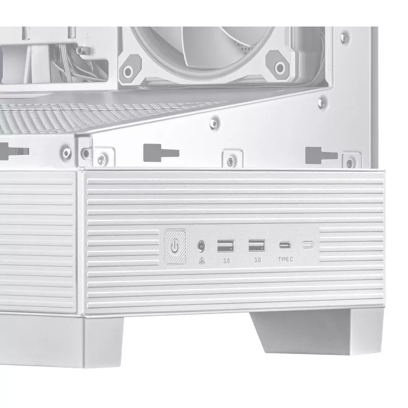 PC korpusas ASUS A31 Plus TG ARGB WHITE Midi Tower — ATX, grūdintas stiklas, ARGB, 3x120mm + 1x120mm ventiliatoriai, 38 cm vaizdo plokštė, 165 mm CPU aušintuvas