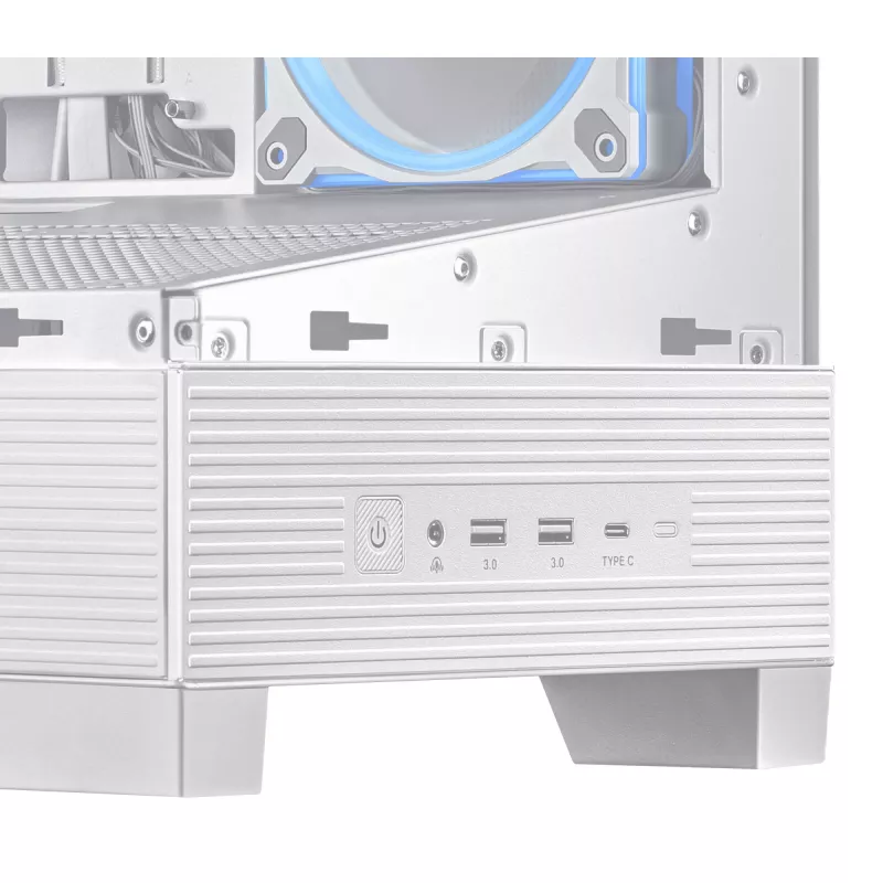 PC korpusas ASUS A31 Plus TG ARGB WHITE Midi Tower — ATX, grūdintas stiklas, ARGB, 3x120mm + 1x120mm ventiliatoriai, 38 cm vaizdo plokštė, 165 mm CPU aušintuvas