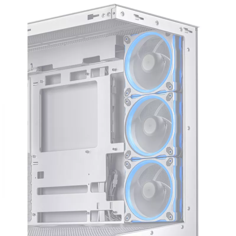 PC korpusas ASUS A31 Plus TG ARGB WHITE Midi Tower — ATX, grūdintas stiklas, ARGB, 3x120mm + 1x120mm ventiliatoriai, 38 cm vaizdo plokštė, 165 mm CPU aušintuvas