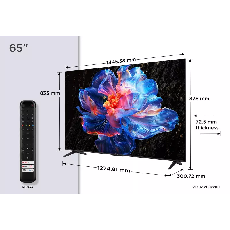 TCL V6C 65V6C televizorius 165,1 cm (65 col.) 4K Ultra HD Smart TV Wi-Fi Metalinė