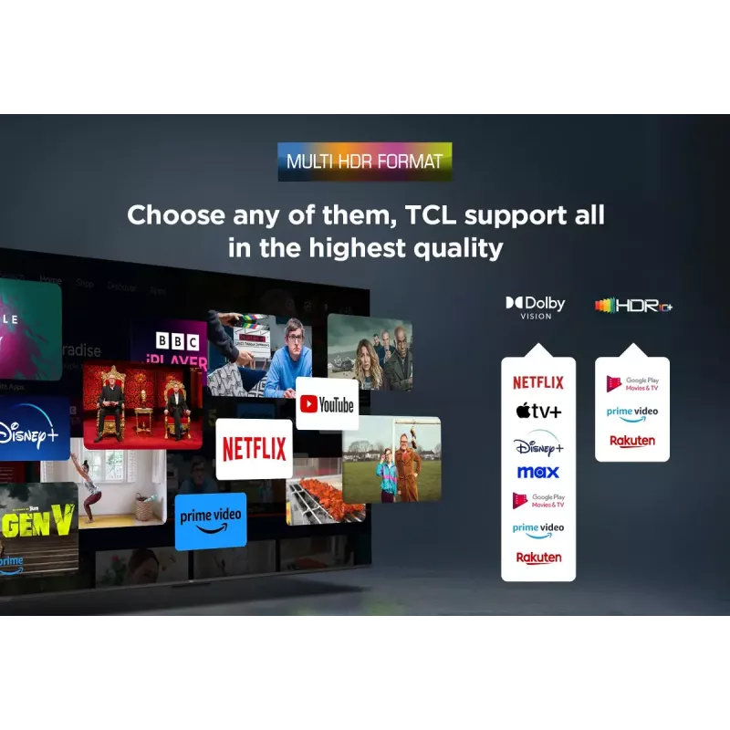 Televizorius TCL V6C 43 colių 4K Ultra HD DLED, Direct‑LED, Google TV, HDR10+, 3840×2160, 60Hz, 20W