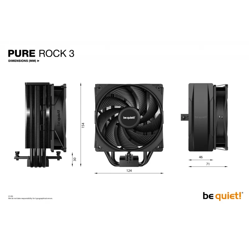 be quiet! Pure Rock 3 Black Procesoriaus aušintuvas 12 cm 1 vnt.
