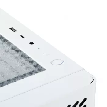 PC korpusas Cooler Master Elite 502 Midi Tower Baltas — ATX, 3x 120mm priekyje, 120mm gale, maitinimo šaltinis apačioje, palaiko 2.5 colio/3.5 colio diskus