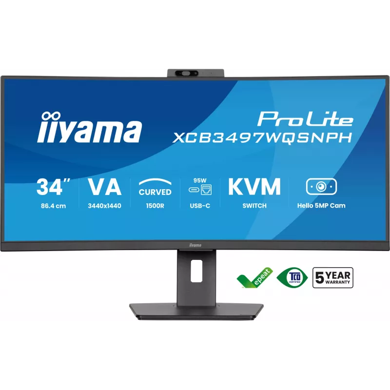 Monitorius iiyama ProLite XCB3497WQSNPH-B1 86,4 cm (34 inch) 3440 x 1440 UltraWide Quad HD LED juodas