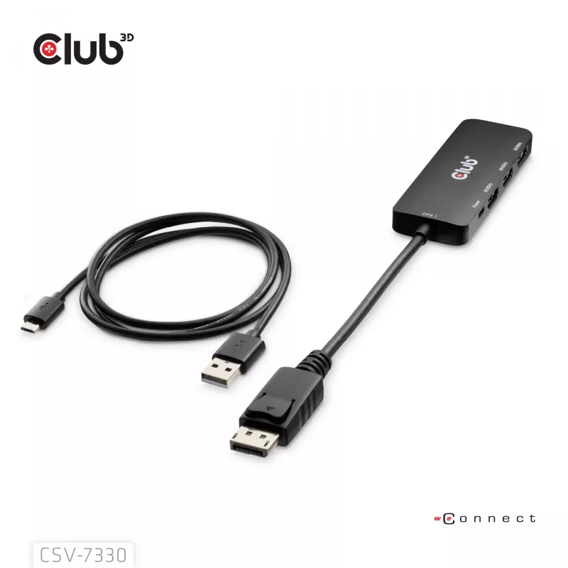 CLUB3D DisplayPort™ į Trigubą HDMI™ 8K60Hz Hub, DisplayPort, HDMI, 2.1b/1.4a, 13.5 Mbit/s, 120 Hz, 3840 x 2160, 7680 x 4320
